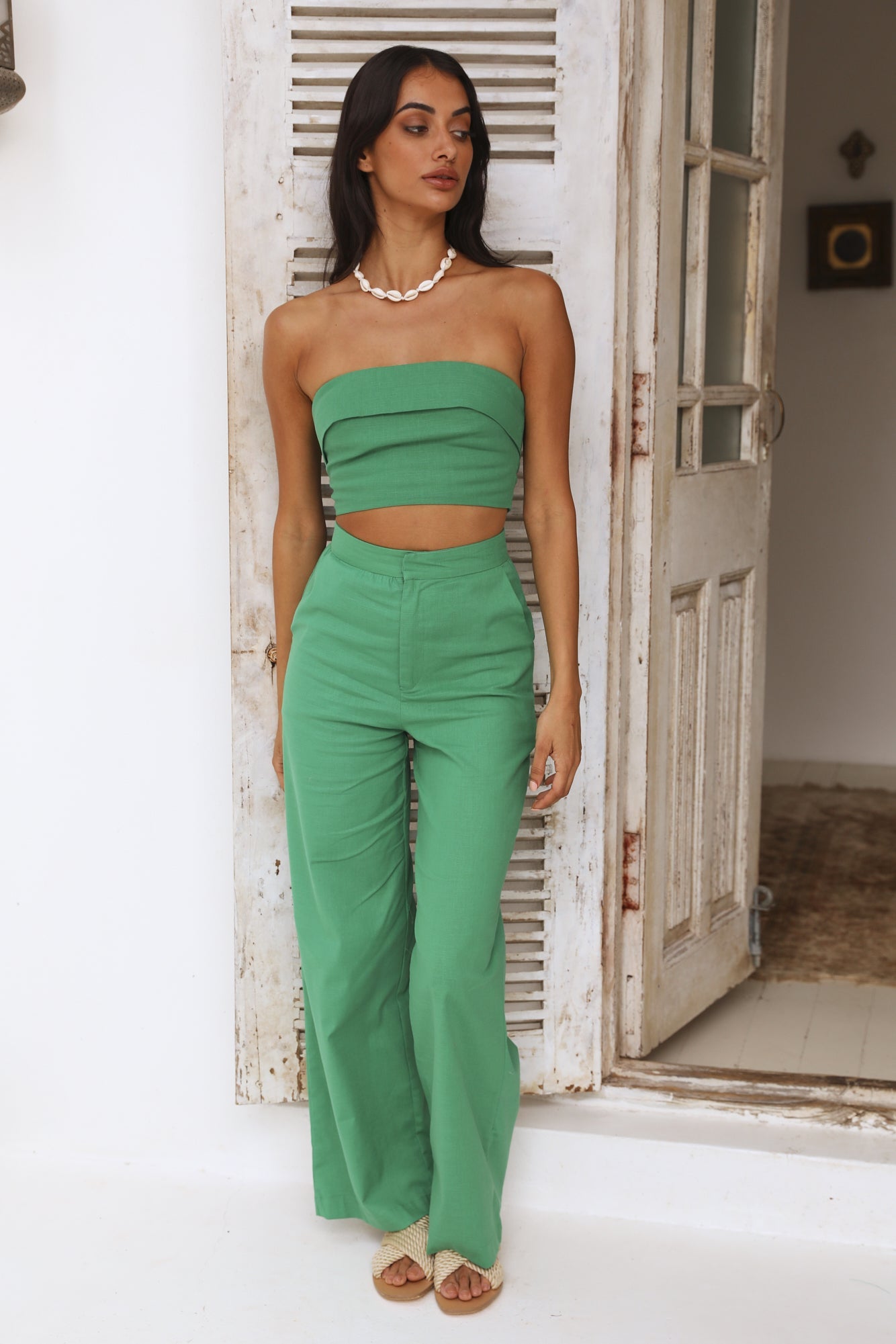 In Hindsight Crop Top Green