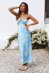 RUNAWAY THE LABEL Orchid Midi Slip Dress Sky Blue