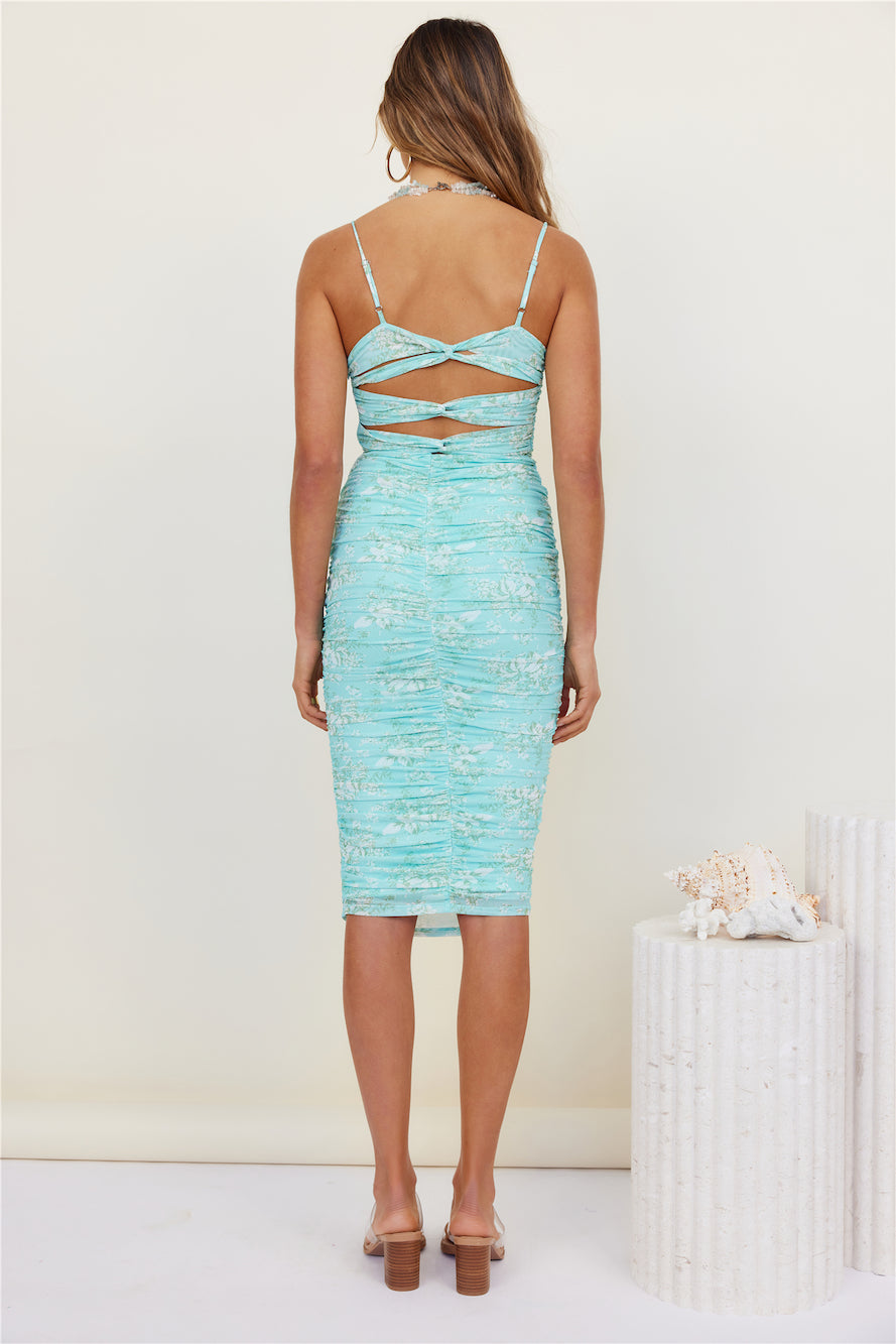 Searching Somewhere Midi Dress Aqua