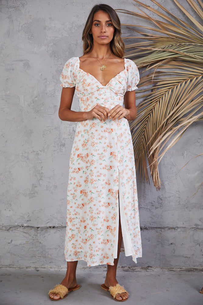 Choral Maxi Dress White