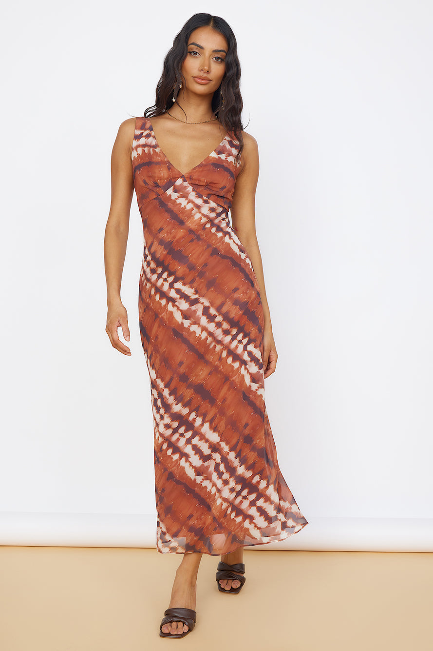 Sweet Reflections Maxi Dress Brown