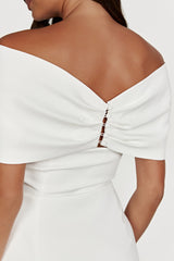 Gwyneth Off Shoulder Bow Mini Dress - White