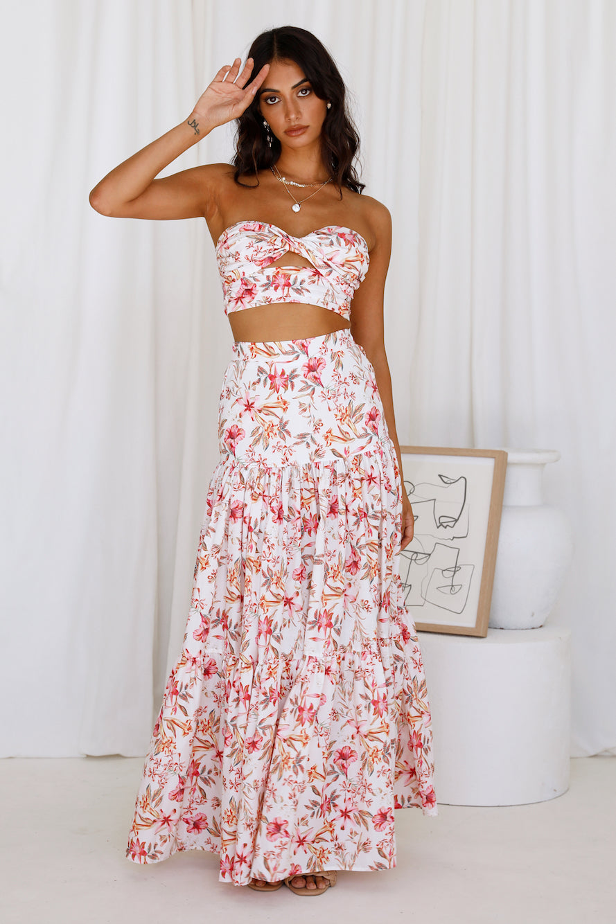 RUNAWAY THE LABEL Hydra Crop Top White Floral