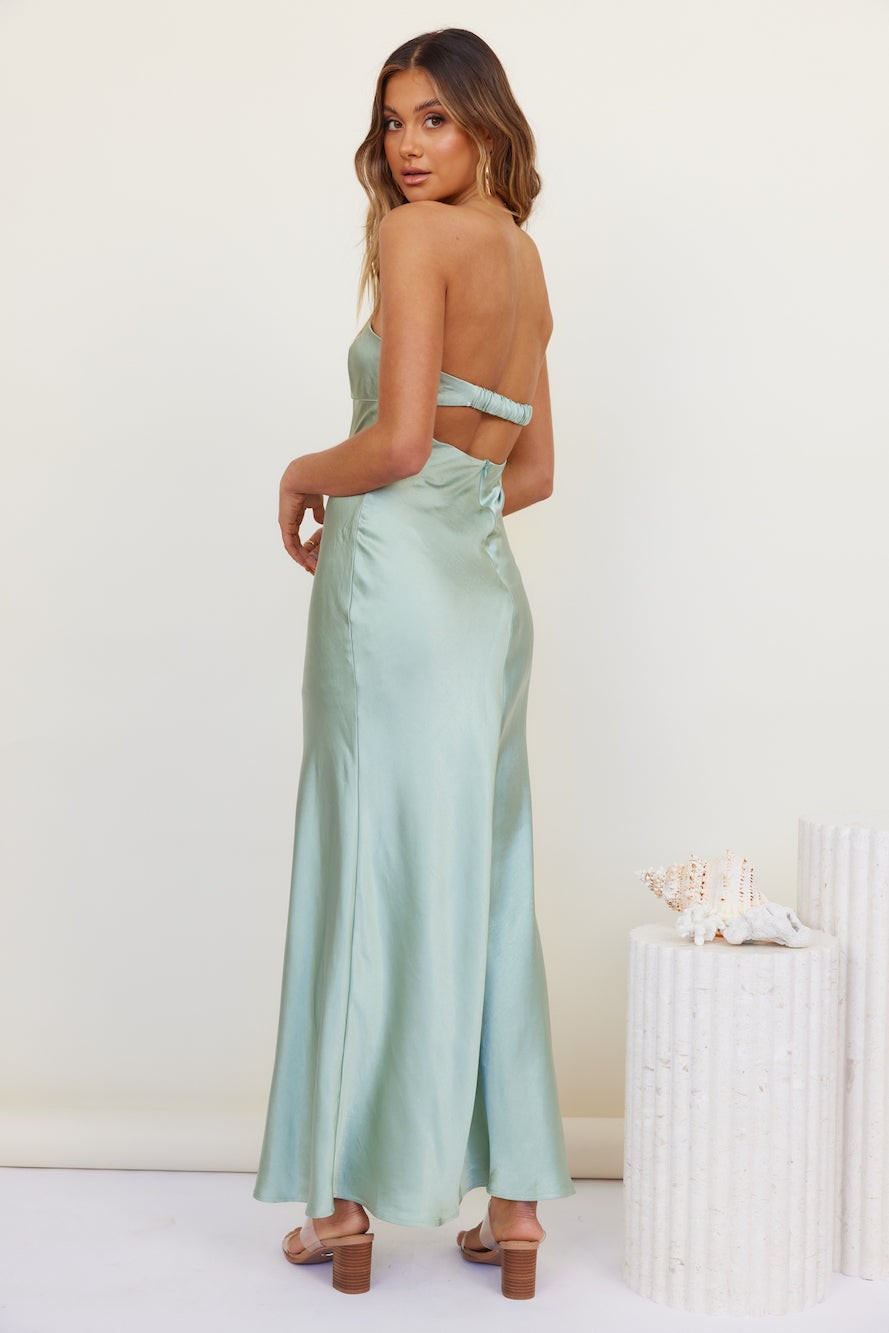 Open Hearts Maxi Dress Green