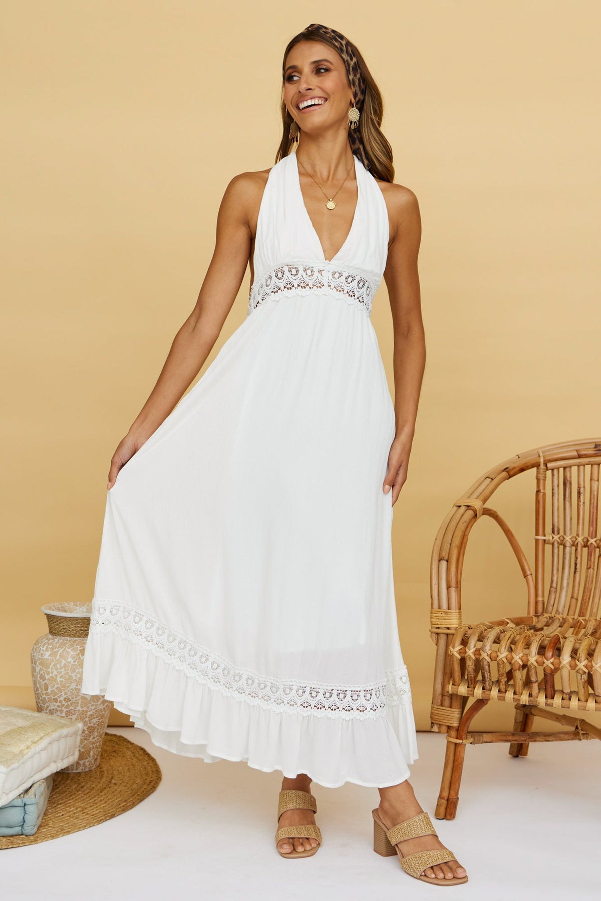 Night Orbit Maxi Dress White