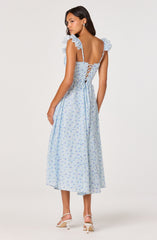Wedelia Ruffle Strap Eyelet Corset Midi Dress