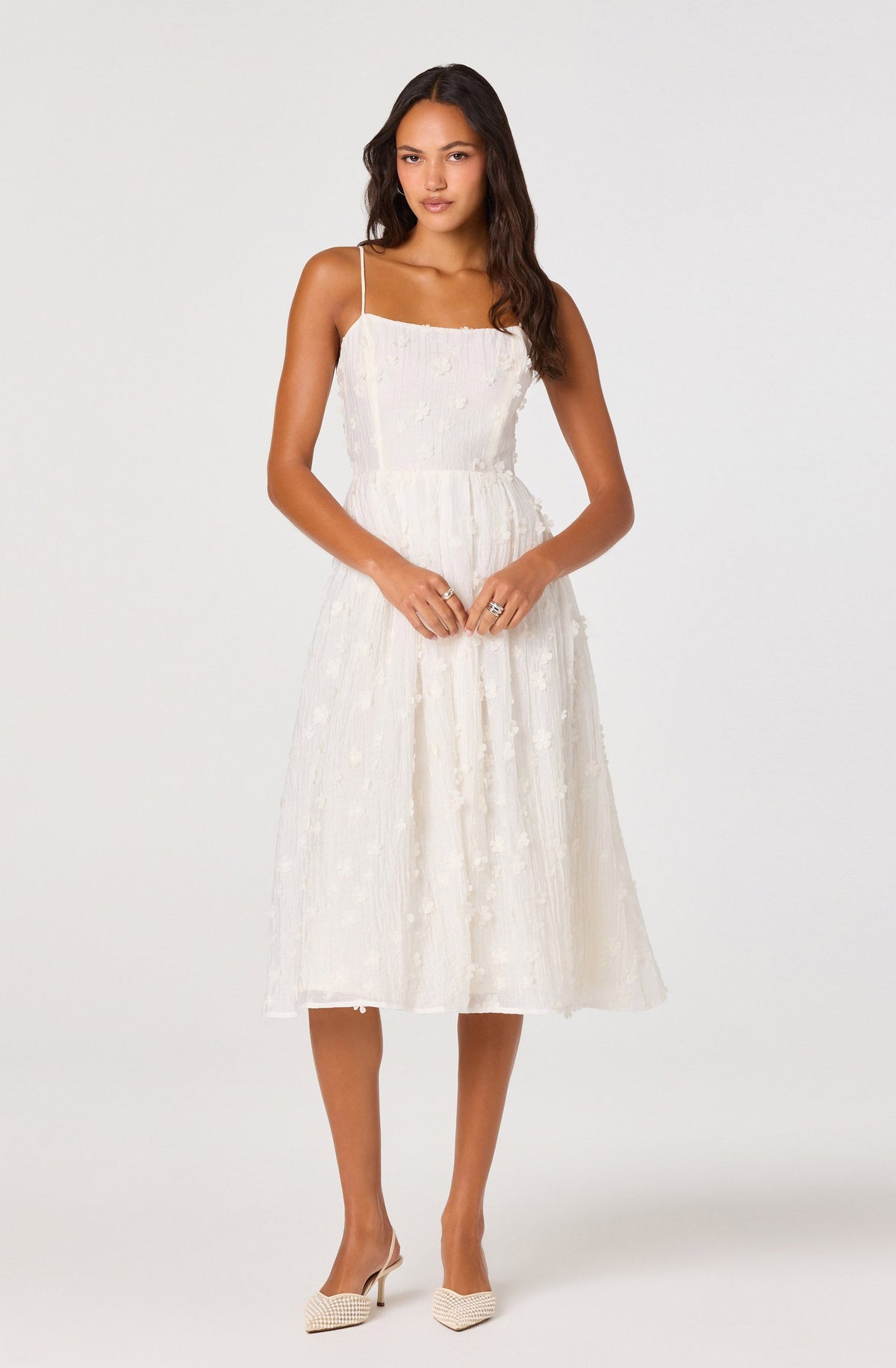 Avani 3D Floral Applique Midi Dress