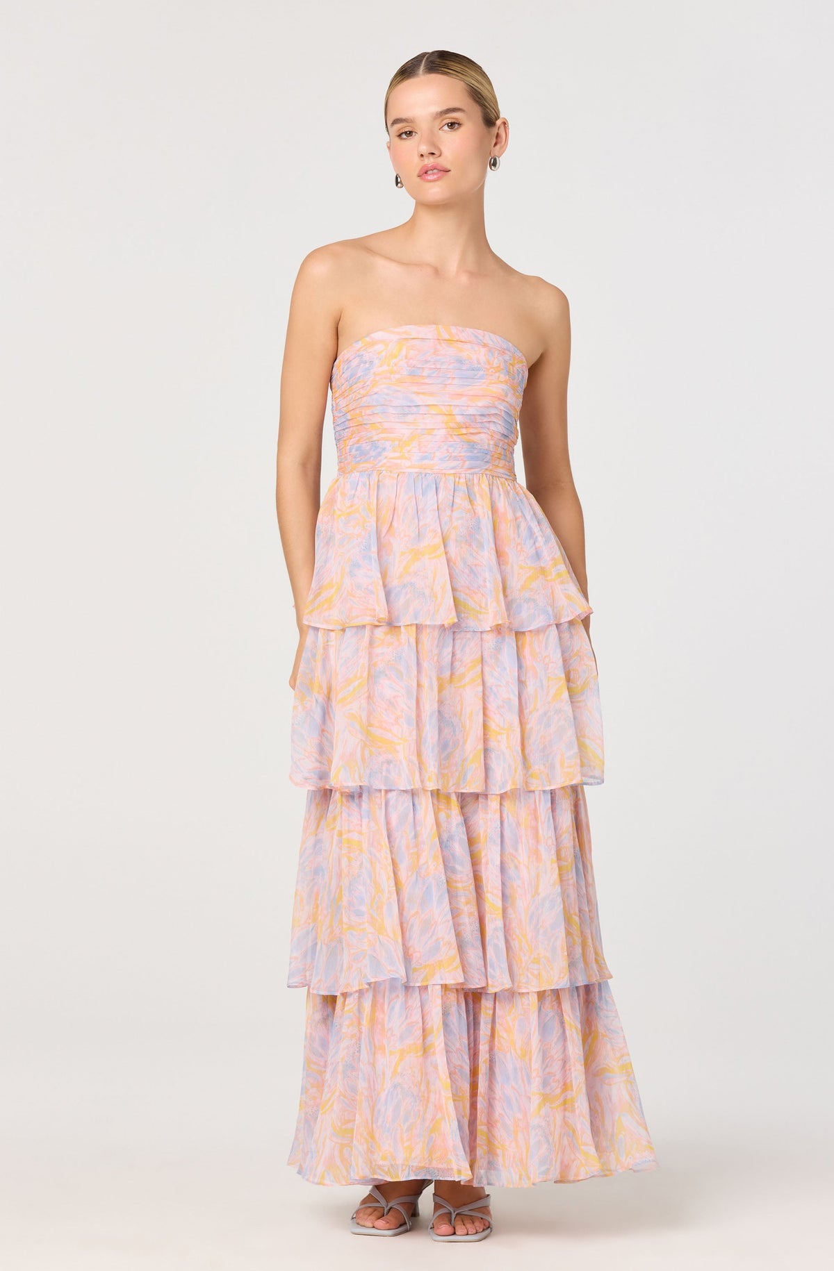 Anisha Strapless Tiered Ruffle Maxi Dress
