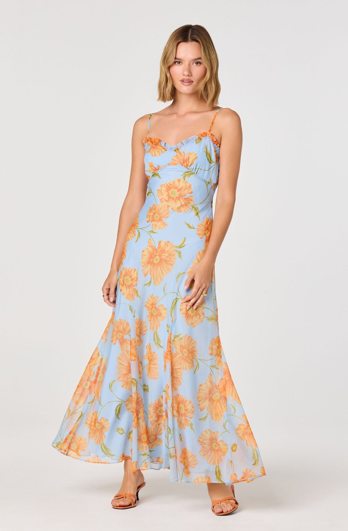 Maeryn Plaid Ruffle Trim Maxi Dress