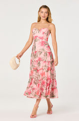 Lianna Floral Scalloped Trim Tiered Maxi Dress