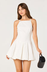 Tionna Bow-Detail Apron Neck Bubble Mini Dress