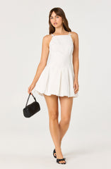Tionna Bow-Detail Apron Neck Bubble Mini Dress