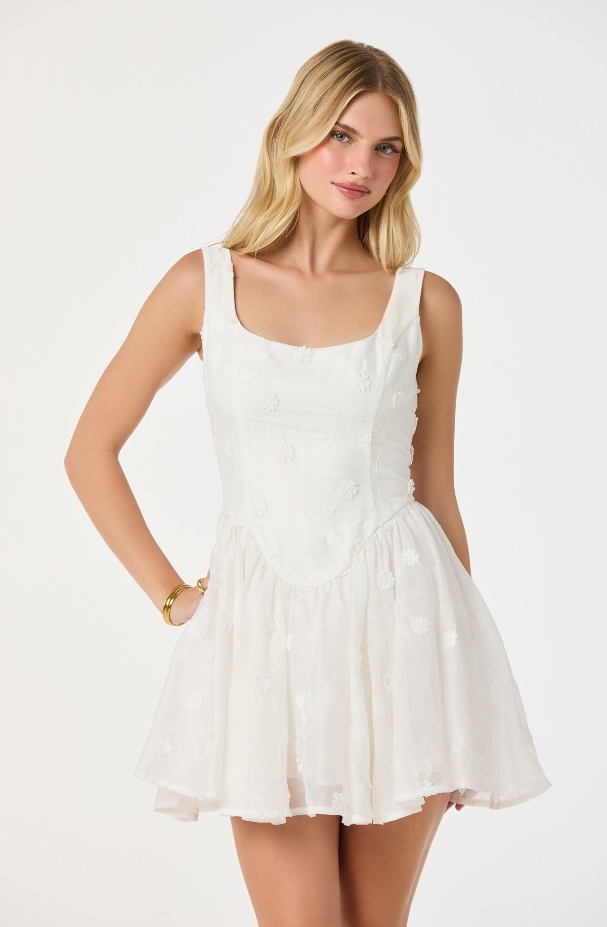 Reina Embroidered Floral Mini Dress