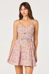Isha Floral Sweetheart Mini Dress With Belt