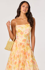 Ovina Floral Smocked Drop-Waist Maxi Dress