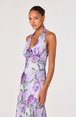 Yasmeen Floral Halter Godet Maxi Dress