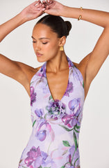 Yasmeen Floral Halter Godet Maxi Dress