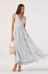 Kindra Ruffle Deep-V Maxi Dress