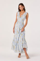 Kindra Ruffle Deep-V Maxi Dress