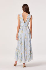 Kindra Ruffle Deep-V Maxi Dress