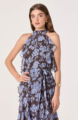 Lae High-Neck Ruffle Maxi Dress