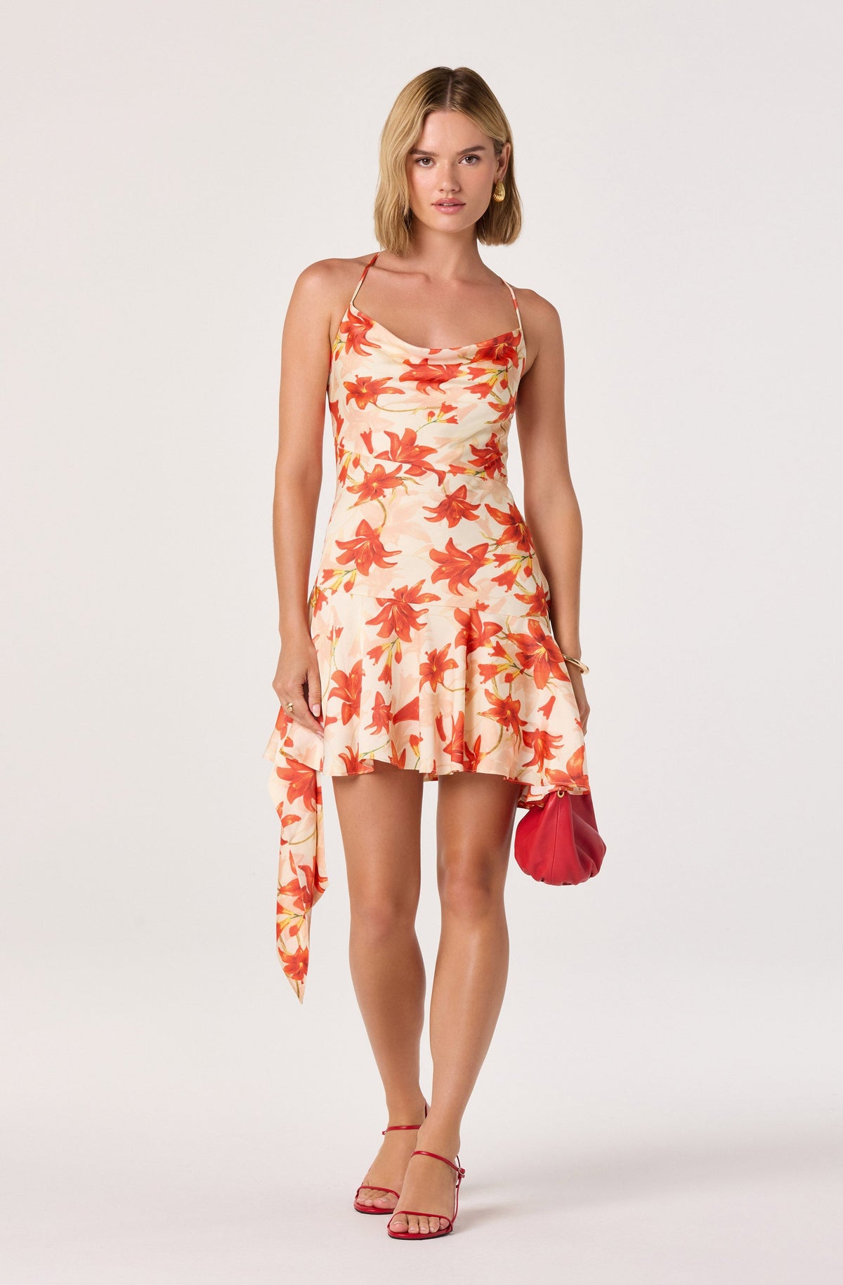 Paloma Cowl Neck Asymmetric Mini Dress