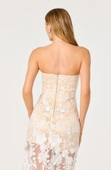 Tanisha Embroidered Floral Strapless Maxi Dress