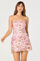 Julisa Embroidered Floral Strapless Mini Dress