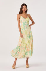 Hana Ruffle Trim Chiffon Maxi Dress
