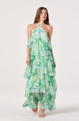 Daiga Floral Halter Tiered Dress