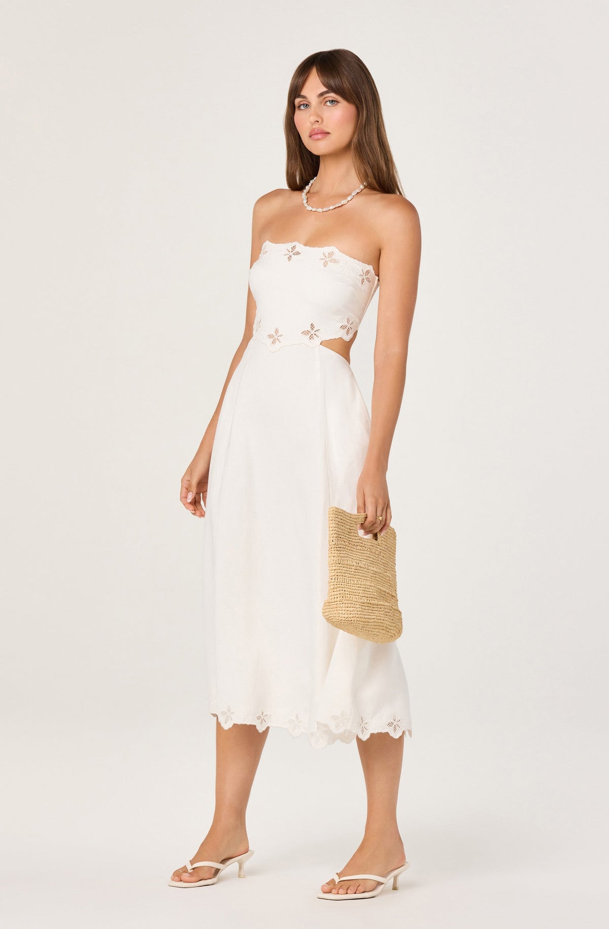 Shavonda Cutwork Open-Back Midi Dress