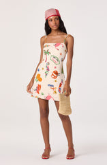 Valencia Novelty Print Open Back Mini Dress