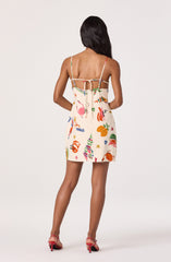 Valencia Novelty Print Open Back Mini Dress