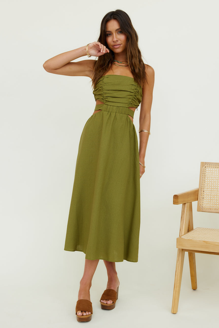 Left Of Field Maxi Dress Olive