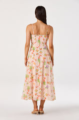 Jaylynn Ruffle Sweetheart Linen Midi Dress