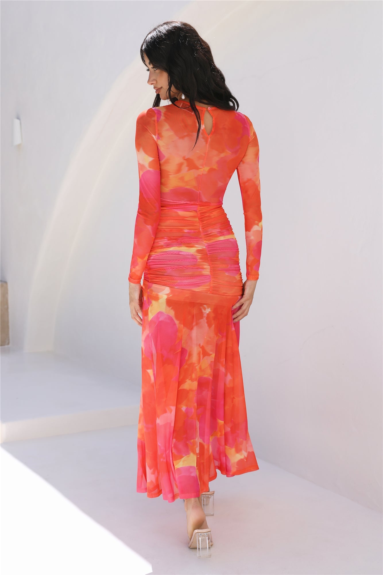 RUNAWAY THE LABEL Olivia Maxi Dress Orange Floral