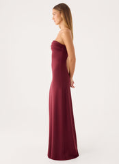 Almost Yours Strapless Maxi Dress - Burgundy