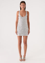 Alula Sequin Mini Dress - Silver