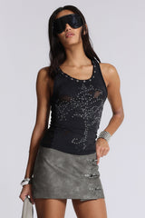 Ramona Burnout Vest Top in Black