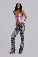 Idol Metallic Bandage Corset Top in Pink