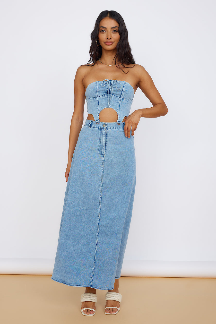 Starlit Symphony Crop Top Denim