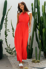 Twists And Turns Jumpsuit Red