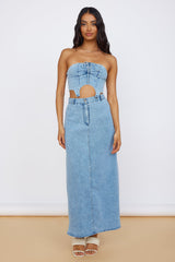 Starlit Symphony Maxi Skirt Denim