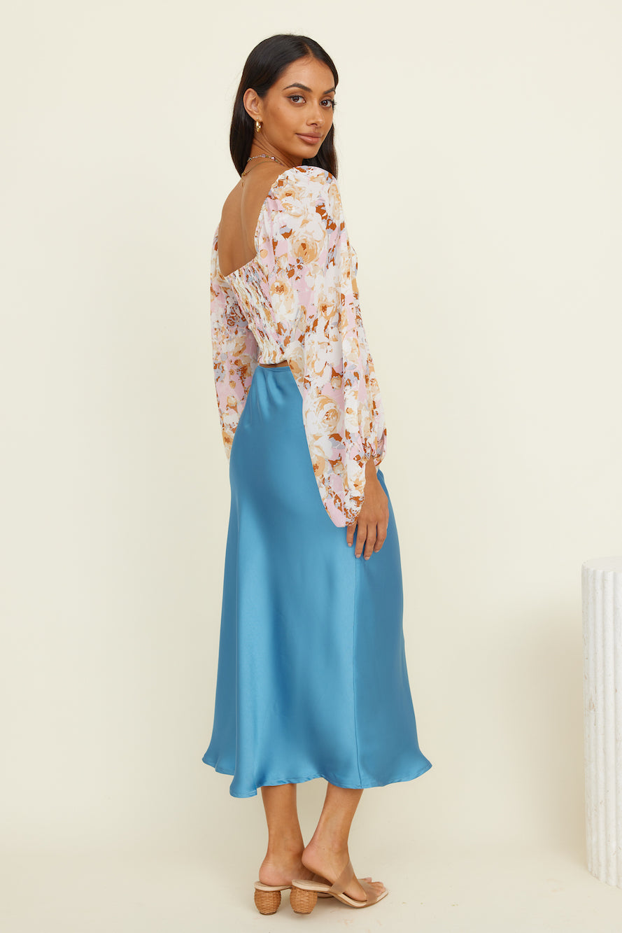 Sea Mist Maxi Skirt Blue