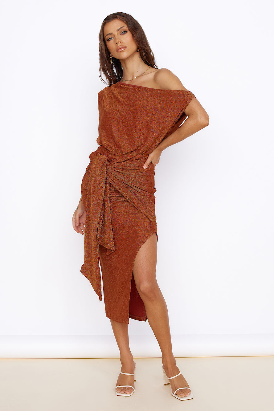 Thunderstorm Midi Dress Brown