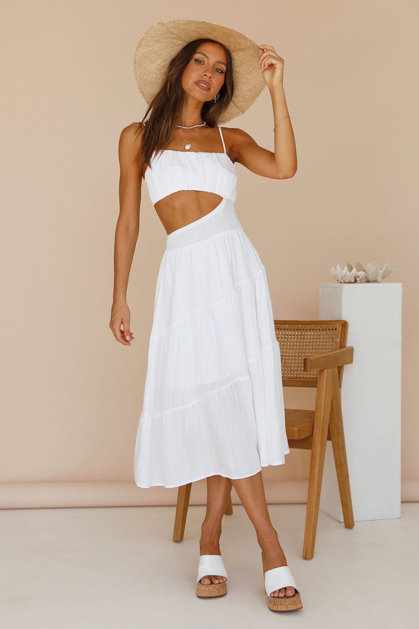 Feeling Fine Midi Dress White