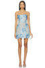 Bronx and Banco Strapless Blue Floral Mini Dress
