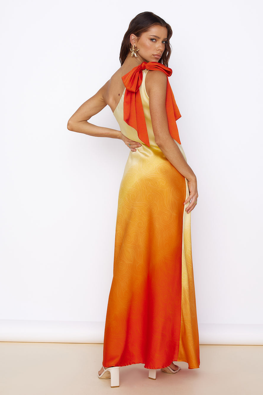 Forever Sunshine Satin Maxi Dress Orange