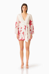 CURAAE Viva Long Sleeve Mini Dress in White and Red