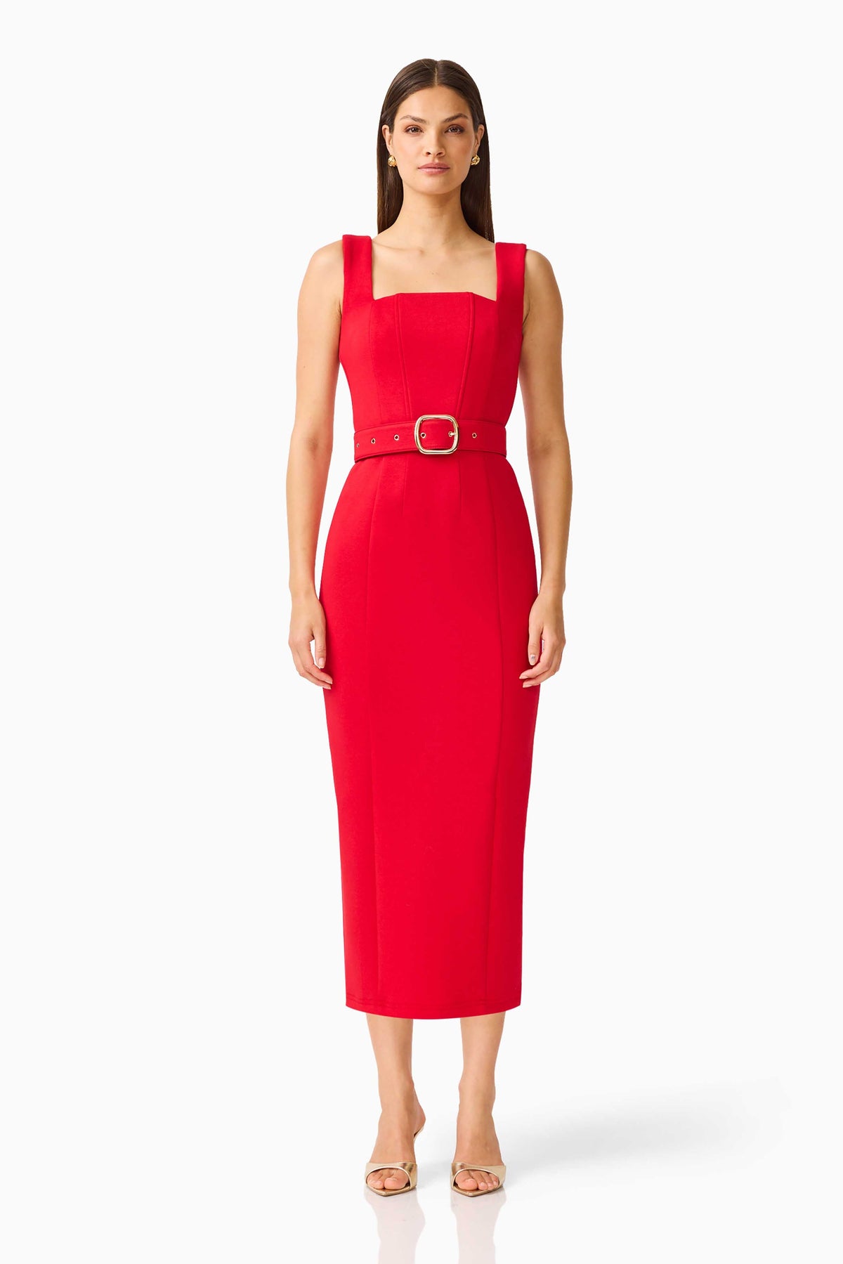 CURAAE Aris Midi Dress in Red